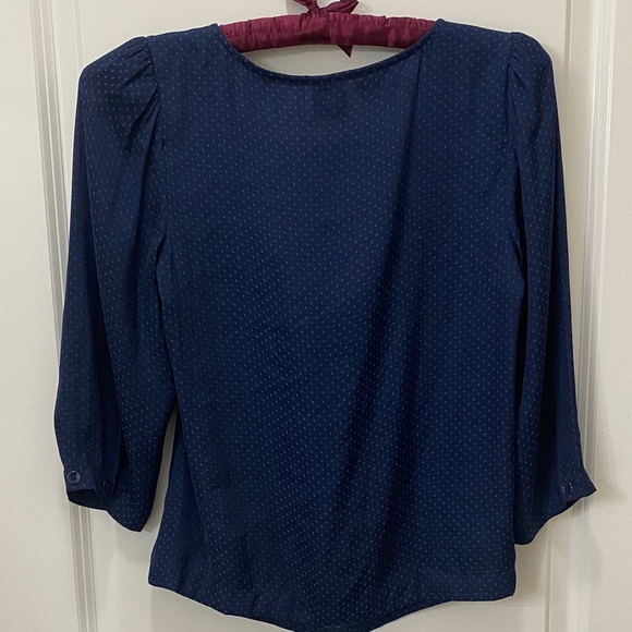 CAbi Navy Blouse with Elegant Bow - Picture 5 of 6